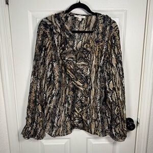 JM Collection Multicolor Animal Print Blouse